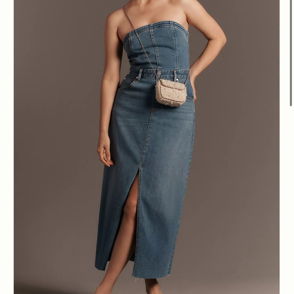 Anthro strapless demin dress